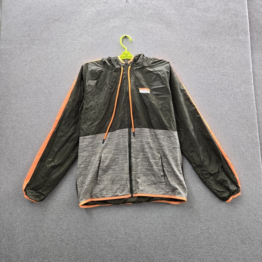 PINK‎ Victoria's Secret Women Jacket M/L Green Colorblock Logo Text Activewear